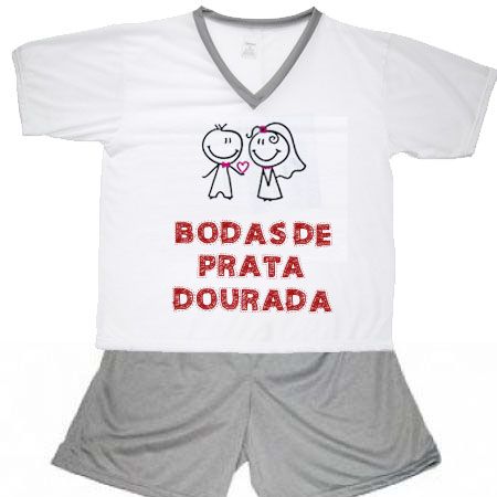 Pijama Bodas De Prata Dourada