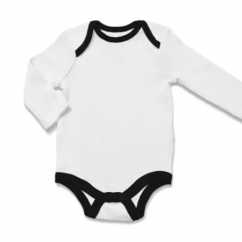 Body Manga Longa Branco Preto