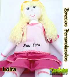 Boneca de Pano Personalizada  Loira Rosa