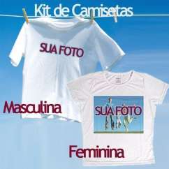 Kit Camiseta Masculina e Baby Look Personalizadas Brancas