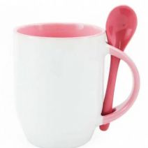 Caneca Personalizada Interior Rosa e Colher