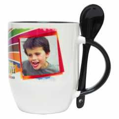 Caneca Personalizada Interior Preto e Colher