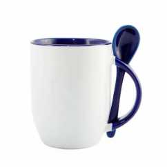 Caneca Personalizada Interior Azul e Colher