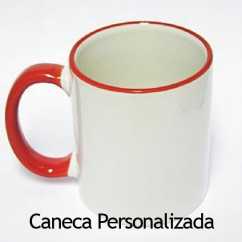 Caneca Personalizada Branca com Alça Vermelha 300ml