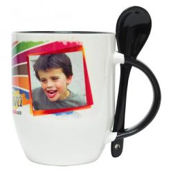 Caneca Personalizada Interior Preto E Colher