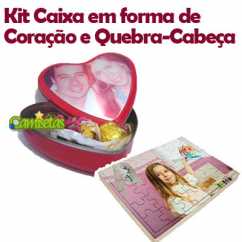 Kit Caixa Personalizada Coração e Quebra cabeças 35 peças personalizado