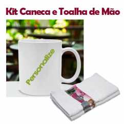 Kit Caneca Branca e Toalha de Mão Personalizada