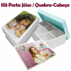 Kit Porta Jóias e Quebra cabeças 35 peças personalizado