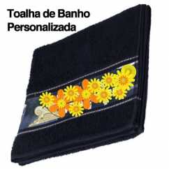 Toalha de Banho Preta Personalizada