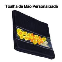 Toalha de Mão Preta Personalizada